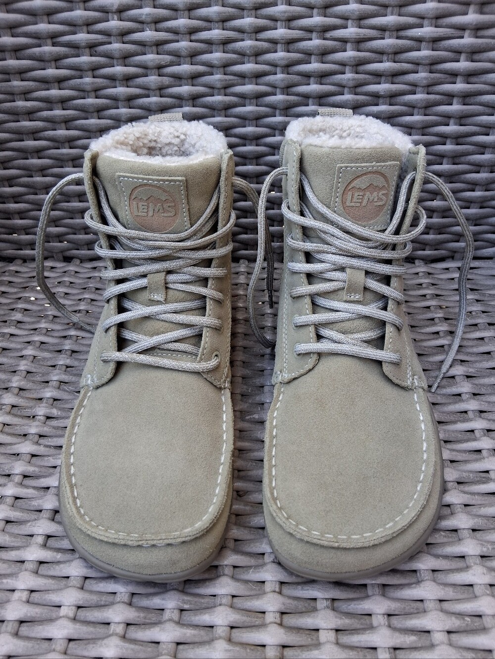 LEMS  Suede Shearling Laced Boots
